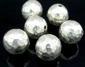 KV-002 thai karen hill tribe handmade silver 1 medium hammered round ball bead