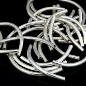 KC-032 Thai karen hill tribe handmade silver 5 plain round curve tube bead