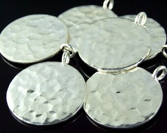 3KH-109 thai karen hill tribe handmade silver 1 hammered round disc charm (both side hammered)