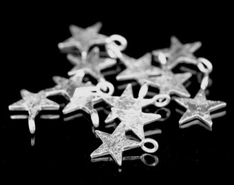 3KH-010 thai karen hill tribe handmade silver 10 die cut star shape charm 10.0 mm.