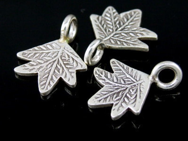 5KH-016 thai karen hill tribe silver 6 small leaf charm image 2