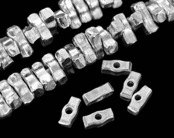 KP-007 Thai karen hill tribe silver 10 square bar bead