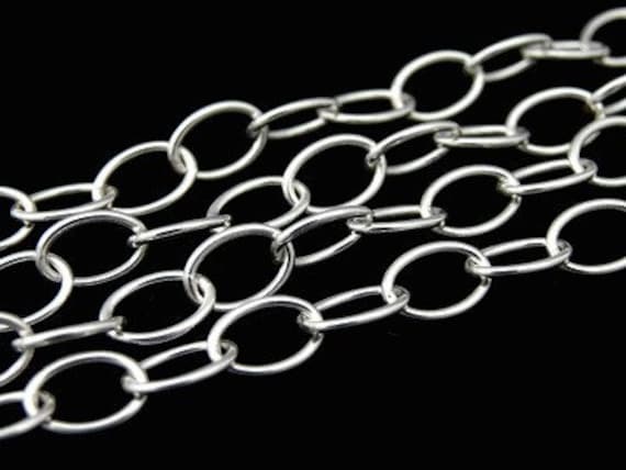 KL-044 Thai Karen Hill Tribe Silver White Oval Link Chain 24