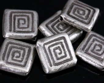 KH-006 thai karen hill tribe silver 4 square bead