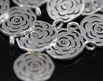 4KH-055 thai karen hill tribe silver 2 flower charm