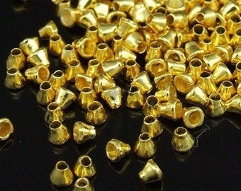 KG-339 thai karen hill tribe silver 50 gold vermeil mini cone bead
