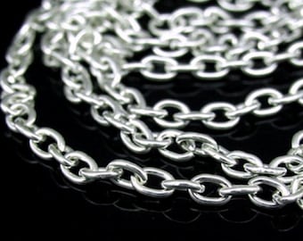 KQ-012 Thai karen hill tribes silver plain oval link chain 24 inch