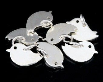 3KH-128 thai karen hill tribe handmade silver 8 small die cut bird shape charm