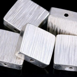 Karen Hill Tribe Silver Bead: Handmade Hammered Square Bead (16mm)