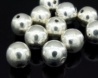 KW-007 thai karen hill tribe silver 2 smooth shiny round ball bead