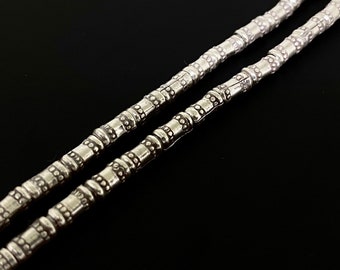 KK-008 Thai karen hill tribe silver 30 fancy print tube bead
