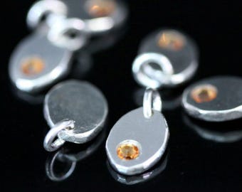 8KH-136 Thai Karen Hill Tribe Silver Charm: Topaz Swarovski Crystal (November)