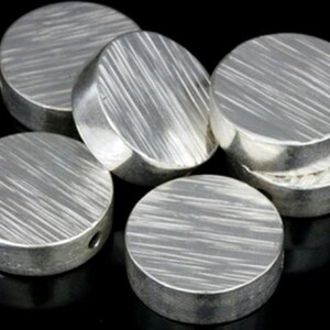 KV-031 Thai karen hill tribe handmade silver 2 line hammered scratch cylinder round shaped bead