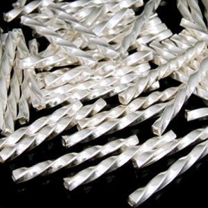 KC-033 Thai karen hill tribe handmade silver 10 twist bar tube bead