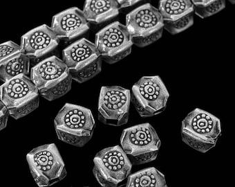 KE-005 Thai karen hill tribe silver 6 sun print bead