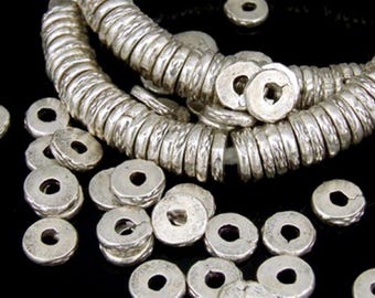 KK-016 Thai karen hill tribes silver 10 round spacer disc bead
