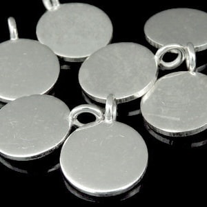 3KH-021 thai karen hill tribe handmade silver 4 plain round disc charm 12mm. image 1