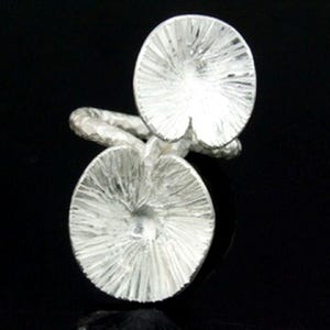KY-032 Thai karen hill tribe handmade silver double lotus leaf ring