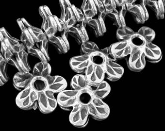 2KH-004 Thai karen hill tribe silver 4 flower bead