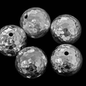 KV-002 Thai karen hill tribe handmade silver 1 medium hammered round ball bead