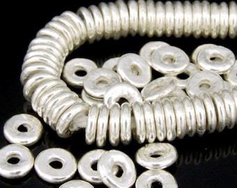 KK-028 Thai karen hill tribe silver 10 plain disc spacer bead