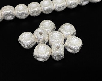 KV-024 thai karen hill tribe silver 2 sandblast cube bead