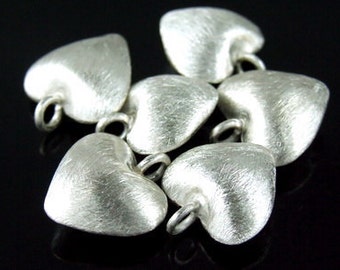 7KH-041 thai karen hill tribe handmade silver 4 brush puffy heart charm