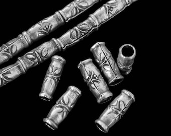 KK-007 Thai karen hill tribe silver 10 fancy print tube bead