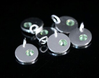 8KH-121 Karen Hill Tribe Silver Charm: Peridot Swarovski Crystal, August Birthstone Charm