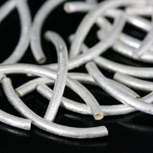 KC-014 Thai karen hill tribe handmade silver 10 brushed curve tube bead