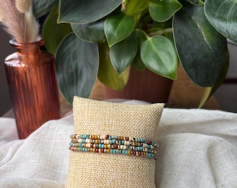Boho Stacking Bracelet Set: Miyuki Seed Beads, Czech Glass