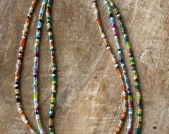 Boho Seed Bead Necklace, Beach Jewelry