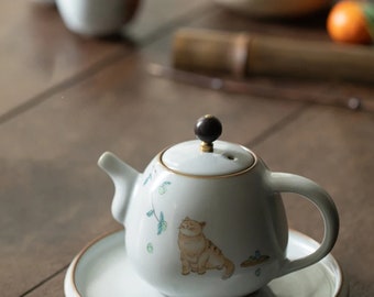 Handbemalte keramische Katzen-Teekanne - Mini-Teekanne - Handbemalte Teekanne - Keramische Katzen-Teekanne - Teekanne mit Katzen-Design