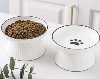 Keramischer erhöhter Futternapf für Haustiere - Hundenapf mit erhöhtem Ständer - Keramische Wasserschüssel