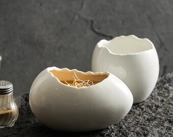 Ceramic Egg-Shaped Serving Dish Set-Ceramic egg-shaped Steaming Pot-Ceramic egg-shaped Dessert Bowl-Ceramic Broken egg-shaped Casserole Dish