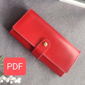 Cartera de piel mujer patrón PDF | A4 + Carta (EE. UU.) | Plantilla de bolso de mano de cuero con enlace de vídeo