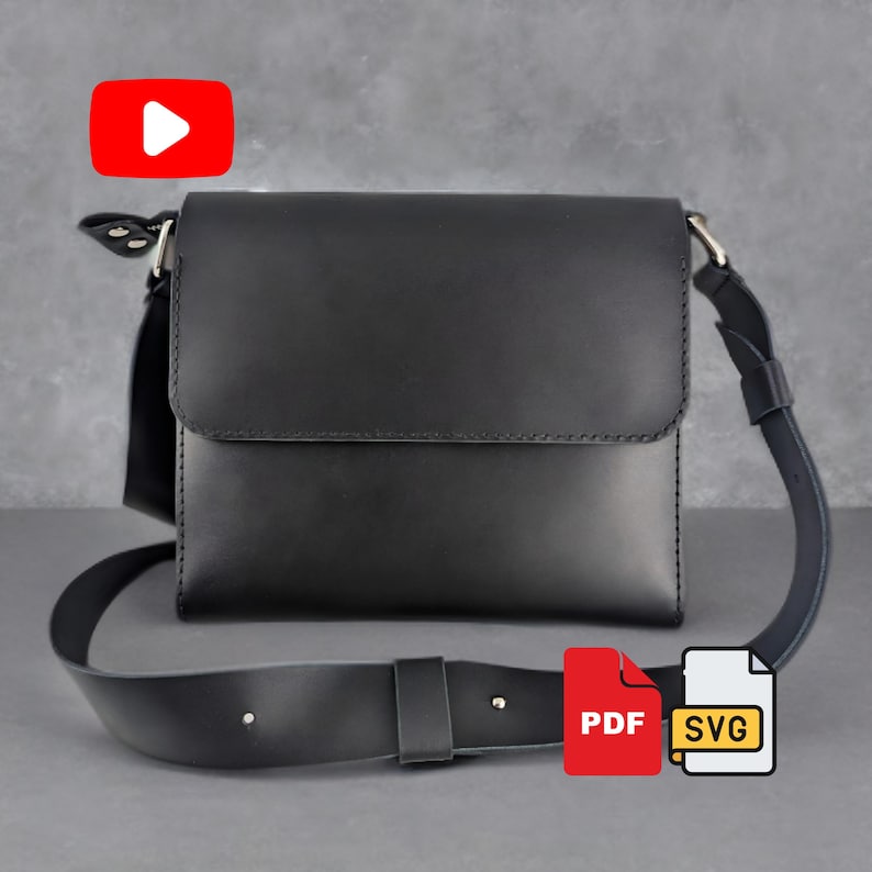 Leather Messenger Bag Pattern PDF SVG | Mens Leather Bag Pattern With ...