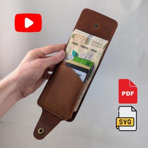 Leather minimalist bifold wallet pattern PDF SVG EDC front pocket card holder