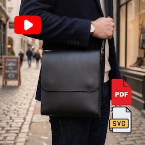 Wzór na skórzaną torbę listonoszkę w formacie PDF i SVG