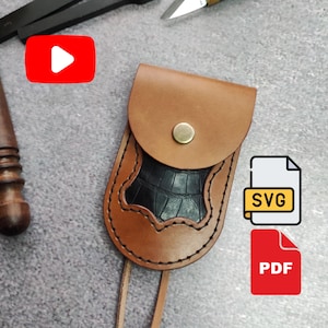 Leather pull strap key case pattern PDF SVG bell pouch sewing tutorial