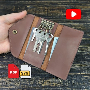 Envelope key holder pattern PDF SVG leather key case pouch wallet template