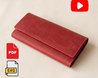 マグネット式留め具付きレディース用長財布の型紙（PDFおよびSVG形式）