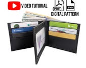 Bifold leather wallet pattern PDF SVG | leathercraft template with 6 card slots and 2 id windows | men's leather wallet diy, video tutorial