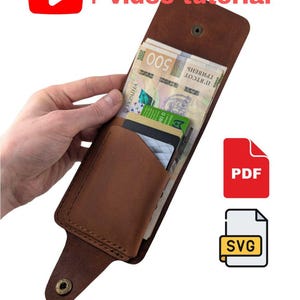 Wzór PDF na portfel skórzany składany na pół | Portfel pionowy | kompaktowy portfel składany na pół | A4+ Letter (USA) | Szablon portfela skórzanego z linkiem do filmu