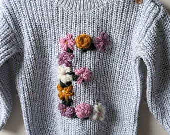 Custom Floral Initial Children's Jumper