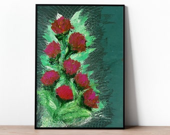 Burst of Flowers - Abstract Acrylic Texture Painting | Original Handmade Artwork 12x16 Canvas