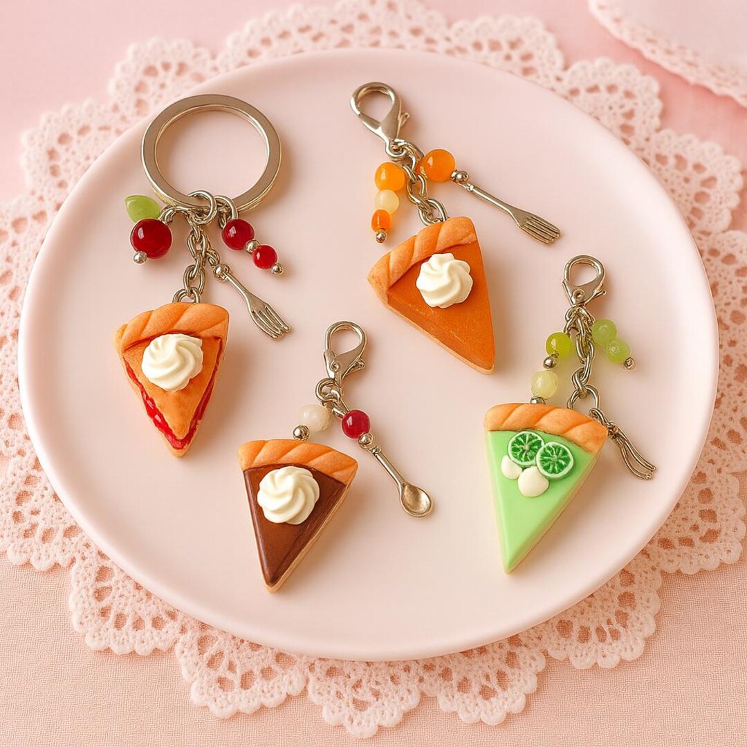 Mini Pie Keychain Pie Slice Dessert Keychains & Charms/bag Clips - Handmade Accessories ...