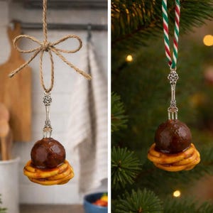 Spaghetti & Meatball Ornament – Handmade Clay Italian Food Kitchen Decor – Gift for Food Lovers, Chefs - Home Cooks, Pasta Lovers