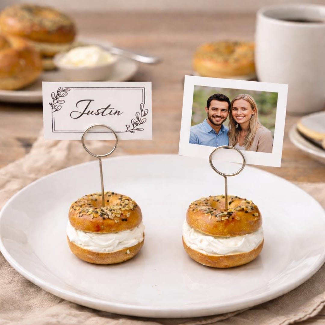 Everything Bagel Place Card Holder, Breakfast Food Label, Mini Bagel ...
