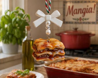 Lasagneprydnad – Handgjord lera italiensk matköksdekoration | Present till pastaälskare, matälskare, present till matälskare